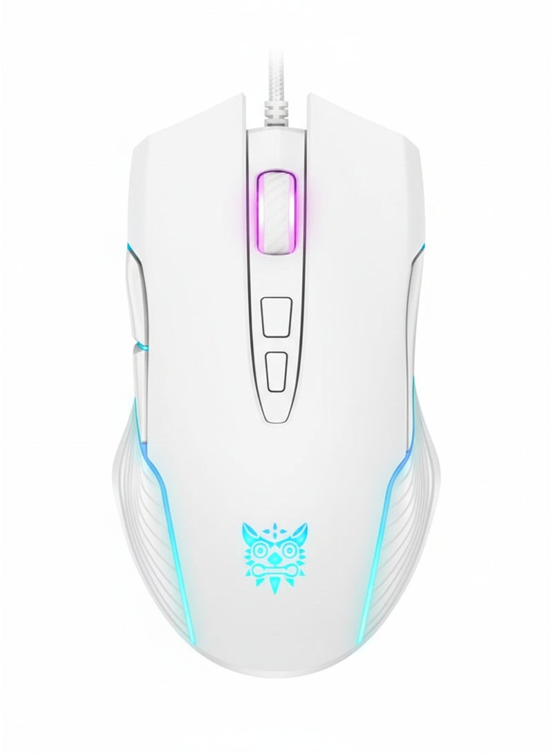 onikuma CW905 Wired RGB Gaming Mouse with Adjustable 6400DPI , 7 Buttons Optical USB Mouse, Ergonomic Symmetrical Design, Anti Fingerprint & Sweat Resistant Surface, Customizable RGB Backlight for PC, Laptop and Desktop Gaming - Image 1